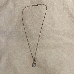 Silver-tone Pendant Necklace with Light Blue Stone